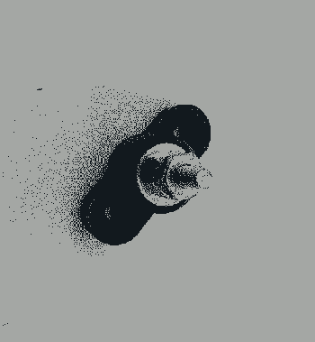 a small silver bolt with a black foundation that allows it to sit flat on a surface